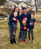 Christmas Letter Print Matching Family Long-Sleeve Pajama Set GSGS-0729