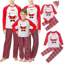Santa Claus Print Matching Family Plaid Pajamas Set  GSGS-0823
