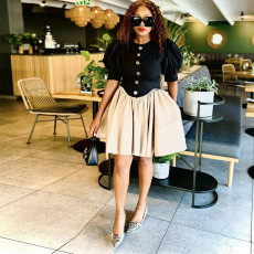 Fashion Princess Sleeve Pleated Mini Dress GANY-LB906