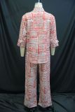3/4 Sleeve Print Shirt Two Piece Pants Set GANY-LB1058