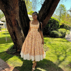 Sleeveless Print Big Swing Maxi Dress GANY-LB81