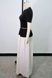 Short Sleeve Tops Wide Leg Pants 2 Piece Set GANY-LB1146