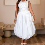 Sleeveless Solid Color Puffy Dress GANY-LB816