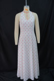 V Neck Print Big Swing Maxi Dress GANY-LB1088