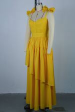 Bow-Tie Sling V-Neck Ruffled Maxi Dress GANY-LB484