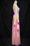 V Neck Sling Print Backless Maxi Dress GANY-LB1193