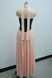 Wrap Chest Color Block Pleated Maxi Dress GANY-LB1001