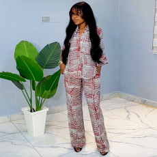 3/4 Sleeve Print Shirt Two Piece Pants Set GANY-LB1058