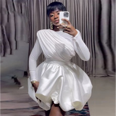 Pleated Long Sleeve Flower Bud Skirt Set GANY-LB1969