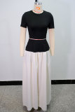Short Sleeve Tops Wide Leg Pants 2 Piece Set GANY-LB1146