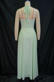 Halterneck V Neck Solid Color Maxi Dress GANY-LB1290