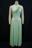 Halterneck V Neck Solid Color Maxi Dress GANY-LB1290