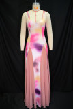 V Neck Sling Print Backless Maxi Dress GANY-LB1193