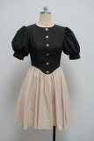 Fashion Princess Sleeve Pleated Mini Dress GANY-LB906