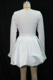 Pleated Long Sleeve Flower Bud Skirt Set GANY-LB1969