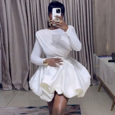 Pleated Long Sleeve Flower Bud Skirt Set GANY-LB1969