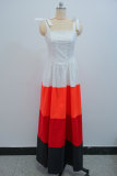 Bow-Tie Straps Color-Blocked Maxi Dress GANY-LB888