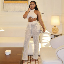 Halterneck Tube Tops Hollow Out Pants 2 Piece Set GANY-LB961