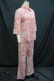 3/4 Sleeve Print Shirt Two Piece Pants Set GANY-LB1058