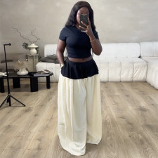 Short Sleeve Tops Wide Leg Pants 2 Piece Set GANY-LB1146