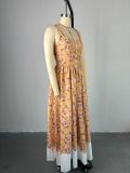 Sleeveless Print Big Swing Maxi Dress GANY-LB81