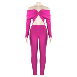 Solid Color V Neck Long Sleeve Jumpsuit GAXB-A564JP