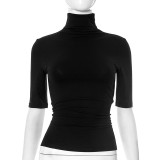 Solid Color High Collar Tight Tops GSBW-Y25TP032