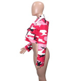Camouflage Print Lapel Neck Short Coats SH-390421