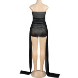 Solid Color Wrap Chest Mini Dress GAXB-A426BS