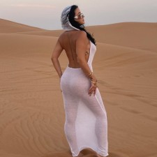 Solid Color Sleeveless Hooded Long Dress GAXB-A483DS