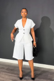 Solid Color Short Sleeve Two Piece Short Set NY-11219