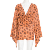 Leopard Print Long Sleeve Mini Dress MXBF-J25DS392