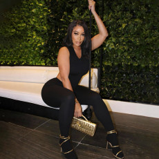 Solid Color Tie Up Bodysuit Two Piece Pants Set XEF-K25Q85558