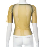 Letter Print Short Sleeve Tops GSBW-Q23TP410