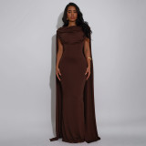Solid Color Ruched Backless Maxi Dress YF-10944