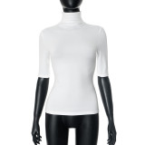 Solid Color High Collar Tight Tops GSBW-Y25TP032