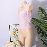 Halterneck Solid Color Backless Tops GFRT-32412TBY