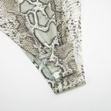 Snake Print Sleeveless Bobysuit Two Piece Shorts Set MXBF-J25ST348