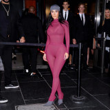 Solid Color Long Sleeve Bodysuit Tight Two Piece Pants Set DLSF-K25S83270