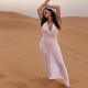 Solid Color Sleeveless Hooded Long Dress GAXB-A483DS