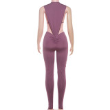 Solid Color Tie Up Bodysuit Two Piece Pants Set XEF-K25Q85558