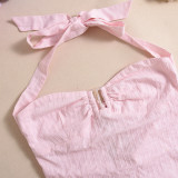 Halterneck Solid Color Backless Tops GFRT-32412TBY