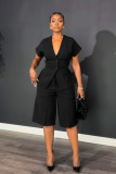 Solid Color Short Sleeve Two Piece Short Set NY-11219
