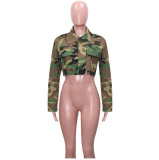 Camouflage Print Lapel Neck Short Coats SH-390421