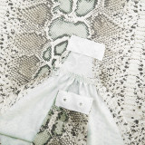 Snake Print Sleeveless Bobysuit Two Piece Shorts Set MXBF-J25ST348