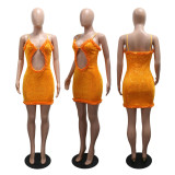 Sexy Hollow Out Sequin Mini Dress CYA-902058