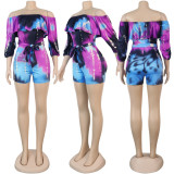 Printed Off Shoulder Waist Belt Jumpsuit FSXF-F25X