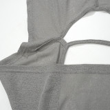 Solid Color Sleeveless Hooded Long Dress GAXB-A483DS