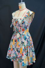 Sling Lace Print Pleated Mini Dress GANY-LB1083