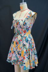 Sling Lace Print Pleated Mini Dress GANY-LB1083